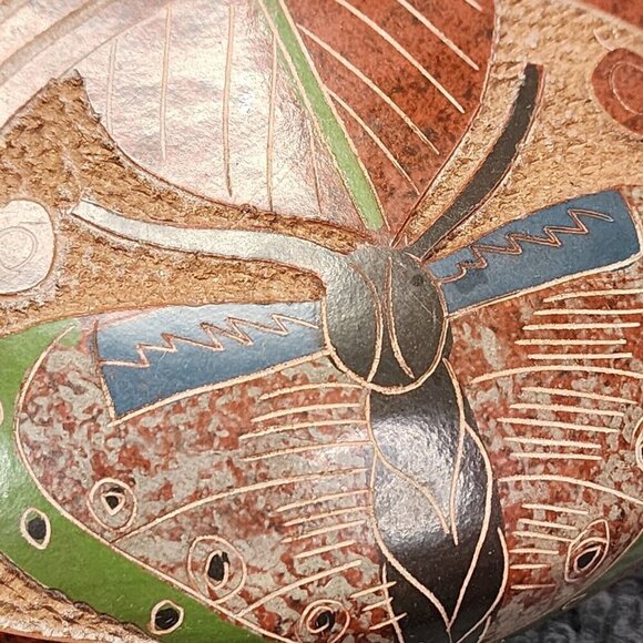 Costa Rica Toucan Hummingbird butterfly Ceramic Vase Folk Art Pottery - Picture 11 of 15